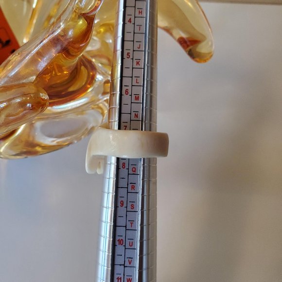 Hand Carved Natural Bone Cream Animal Etched Ring - Picture 8 of 8